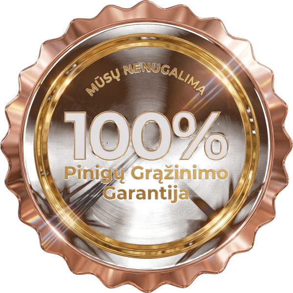 100% pinigų grąžinimo garantija