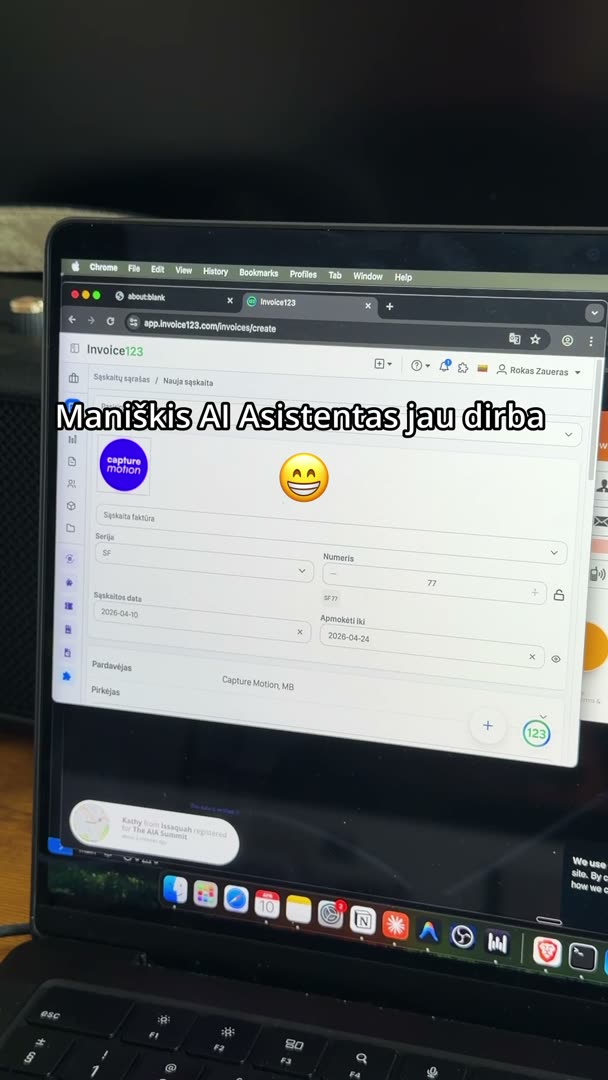 Demo iš Roko ekrano: AI asistentas dirba